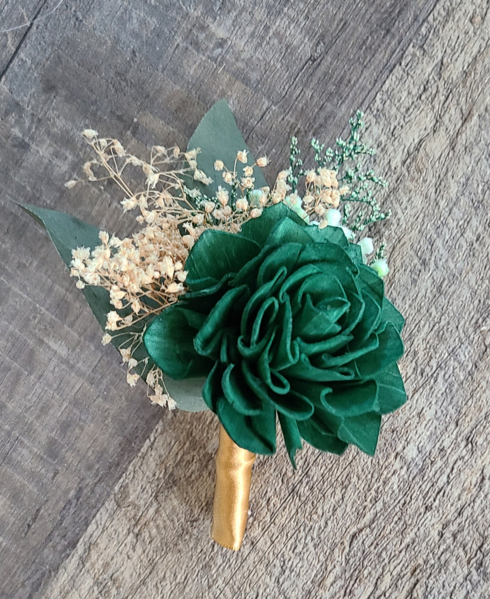 Emerald Green and Gold Dahlia Boutonniere My Dinosaur Dreams Emerald Green and Gold Dahlia Boutonniere My Dinosaur Dreams