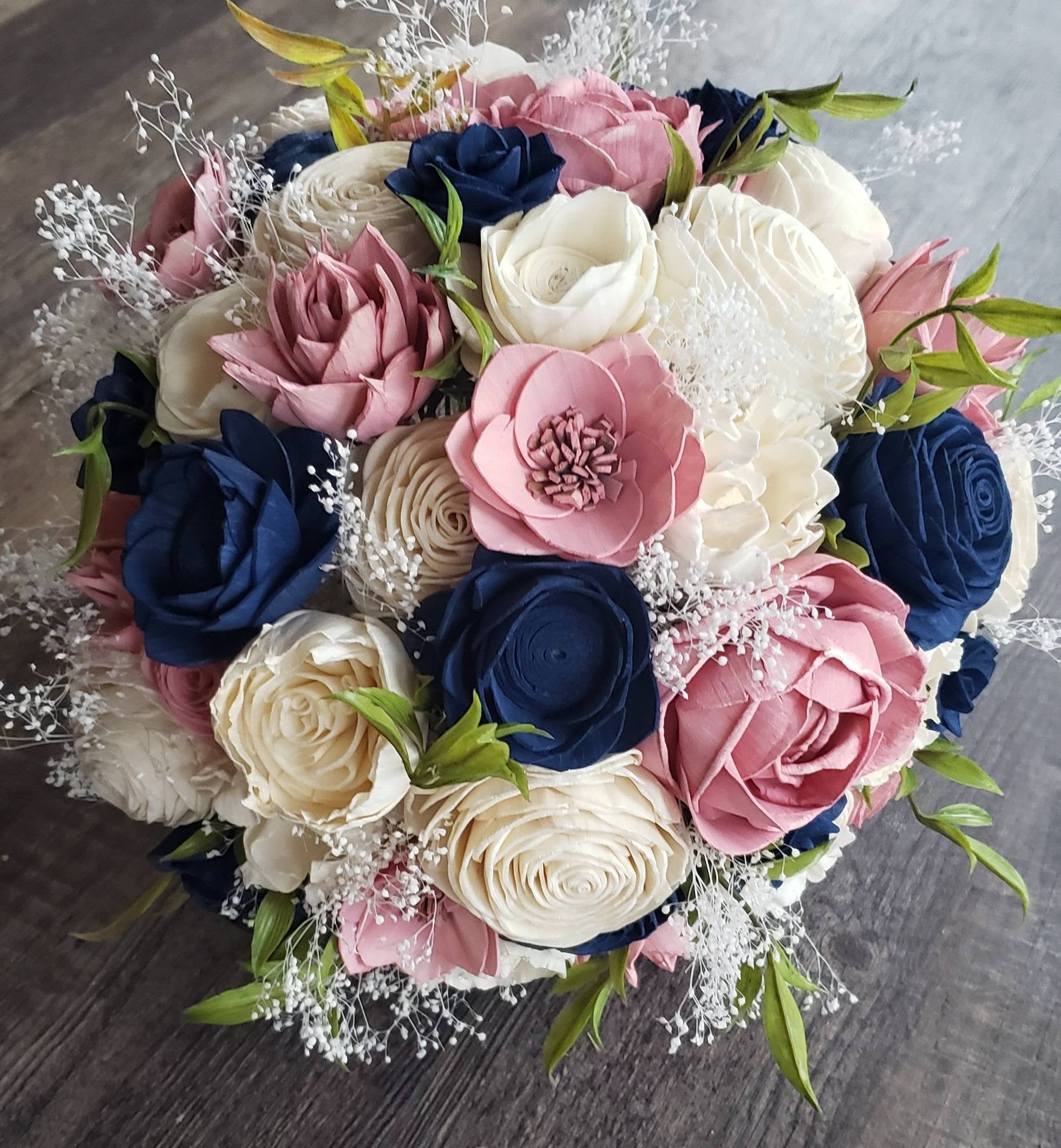 Dusty Pink and Navy Blue Bouquet