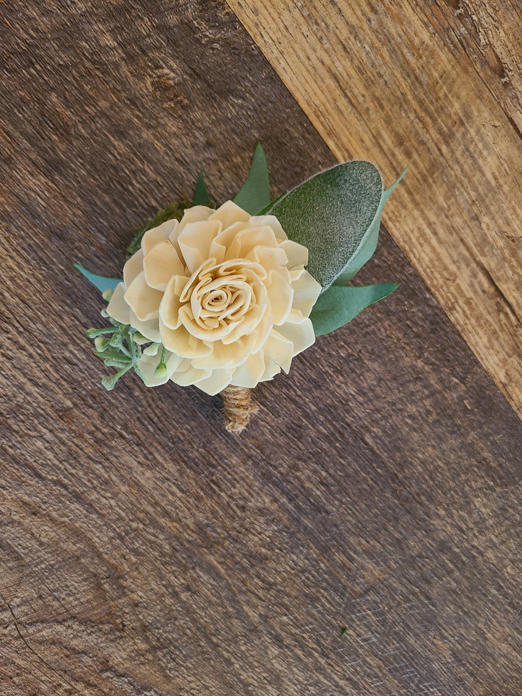 Ivory and Sage Dahlia Boutonniere