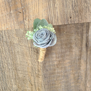 Slate Blue Rose Boutonniere