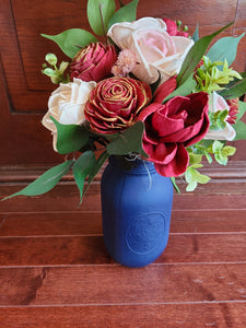Red and Gold Mason Jar Bouquet
