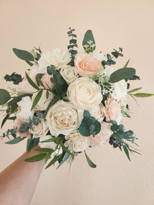 Ivory and Blush Bouquet With Eucalyptus