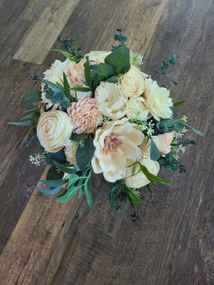 Ivory and Blush Bouquet With Eucalyptus