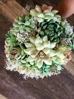 Hand-Painted Wooden Succulent Flower Bouquet