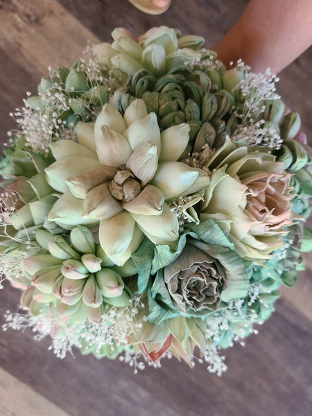 succulent flowers for weddings Hand-Painted Wooden Succulent Flower Bouquet