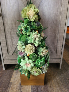 Wooden Succulent Flower Christmas Tree