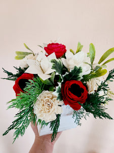 Red and White Christmas Lily Centerpiece