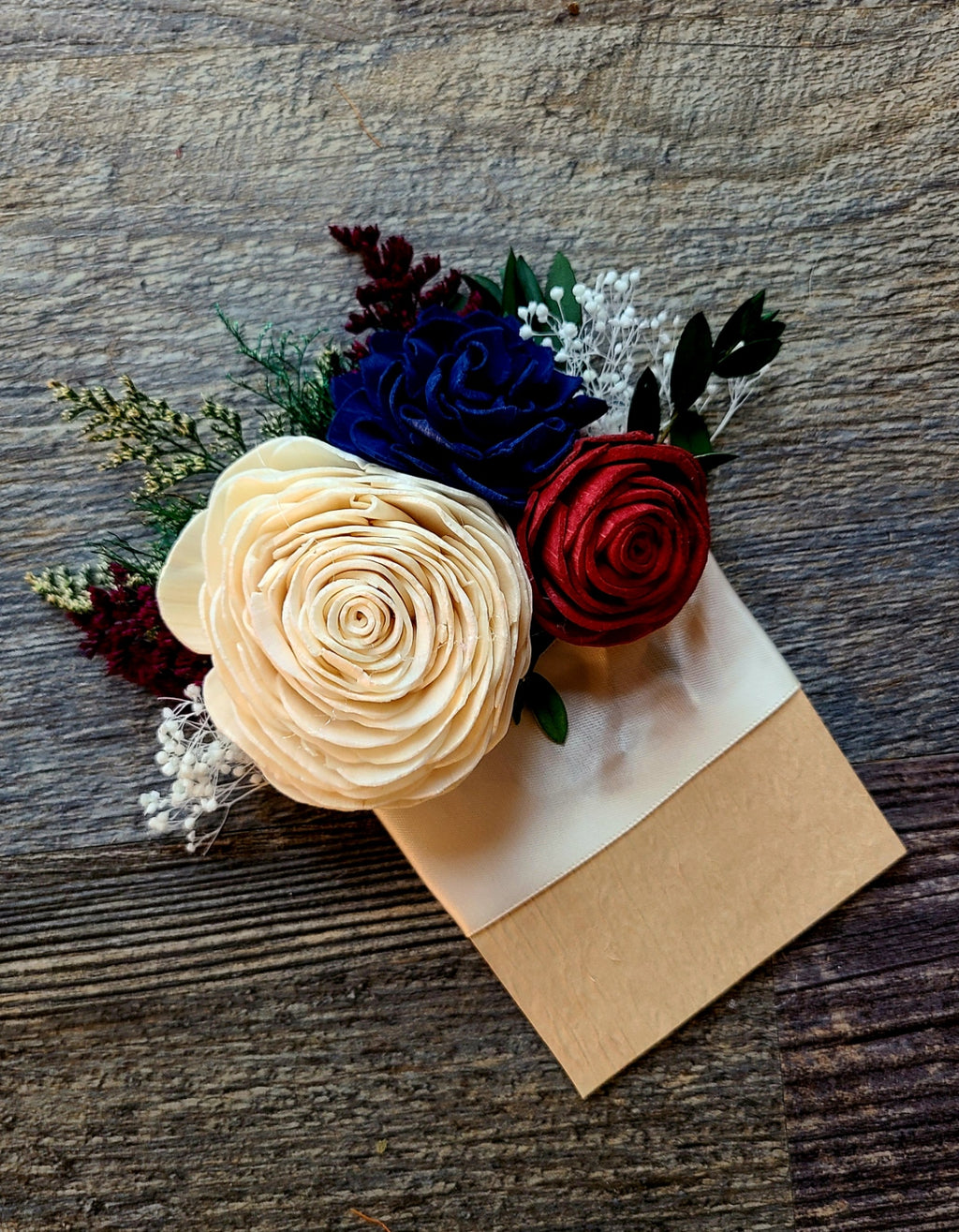 Burgundy and Navy Pocket Boutonniere