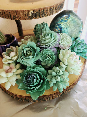 Hand-Painted Wood Succulents - Pink and Purple Mix