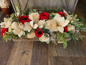 Red and White Christmas Lily Centerpiece