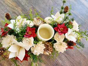 Christmas Wood Flower Candlelight Centerpiece