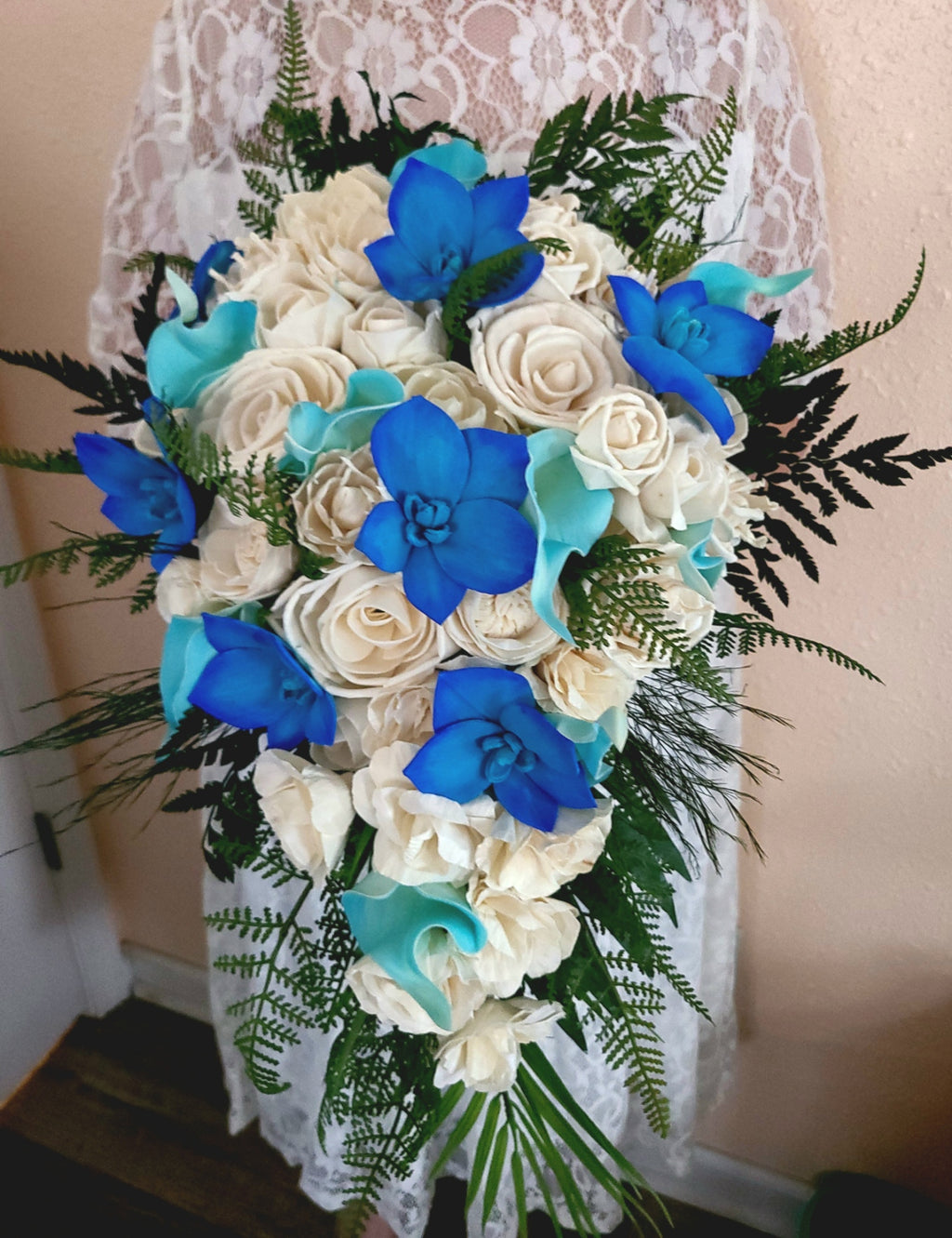 Tropical Blue Orchid Cascade Bouquet