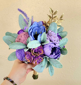 Purple and Gold Prom Bouquet