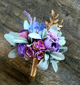 Purple and Gold Prom Bouquet