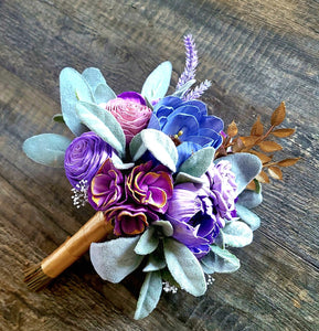 Purple and Gold Prom Bouquet