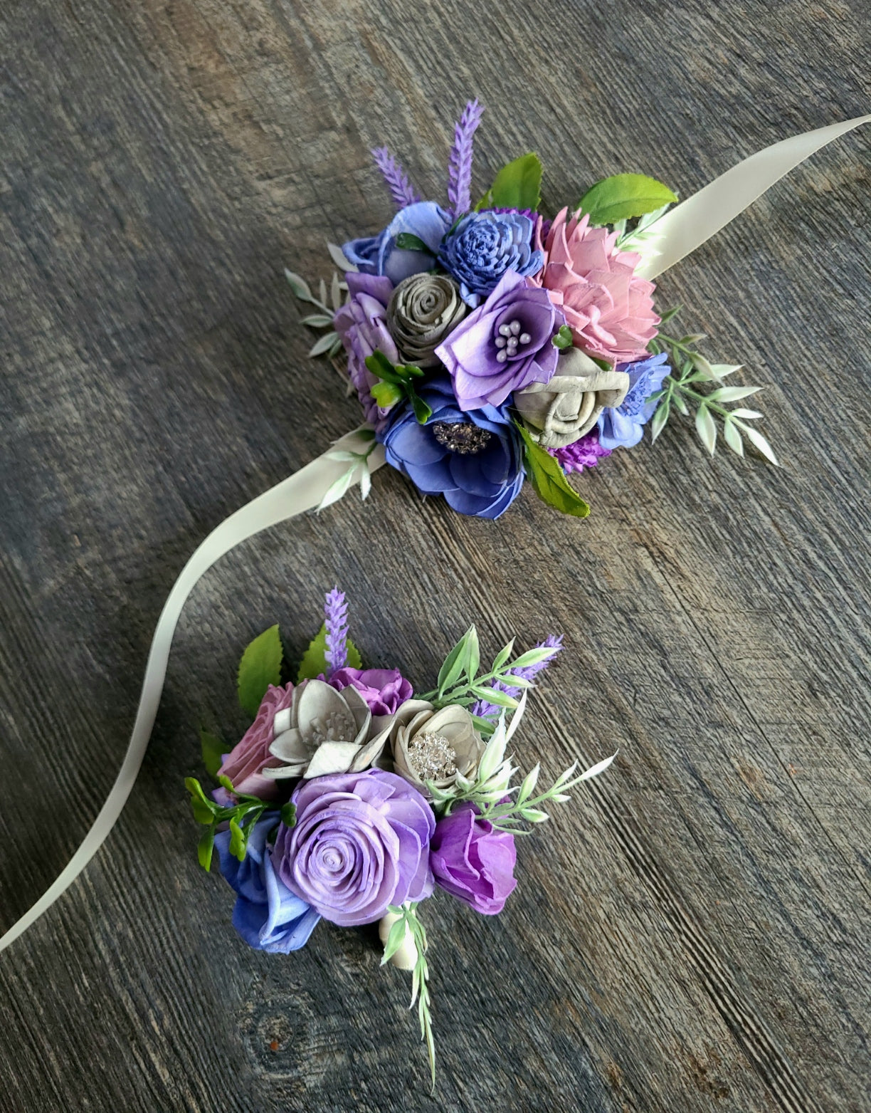 what color corsage for purple dress Purple Rose Prom Corsage & Boutonniere Set: Silk Flower Bouquet