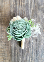 Dusty Sage Green Boutonniere and Corsage Prom Set