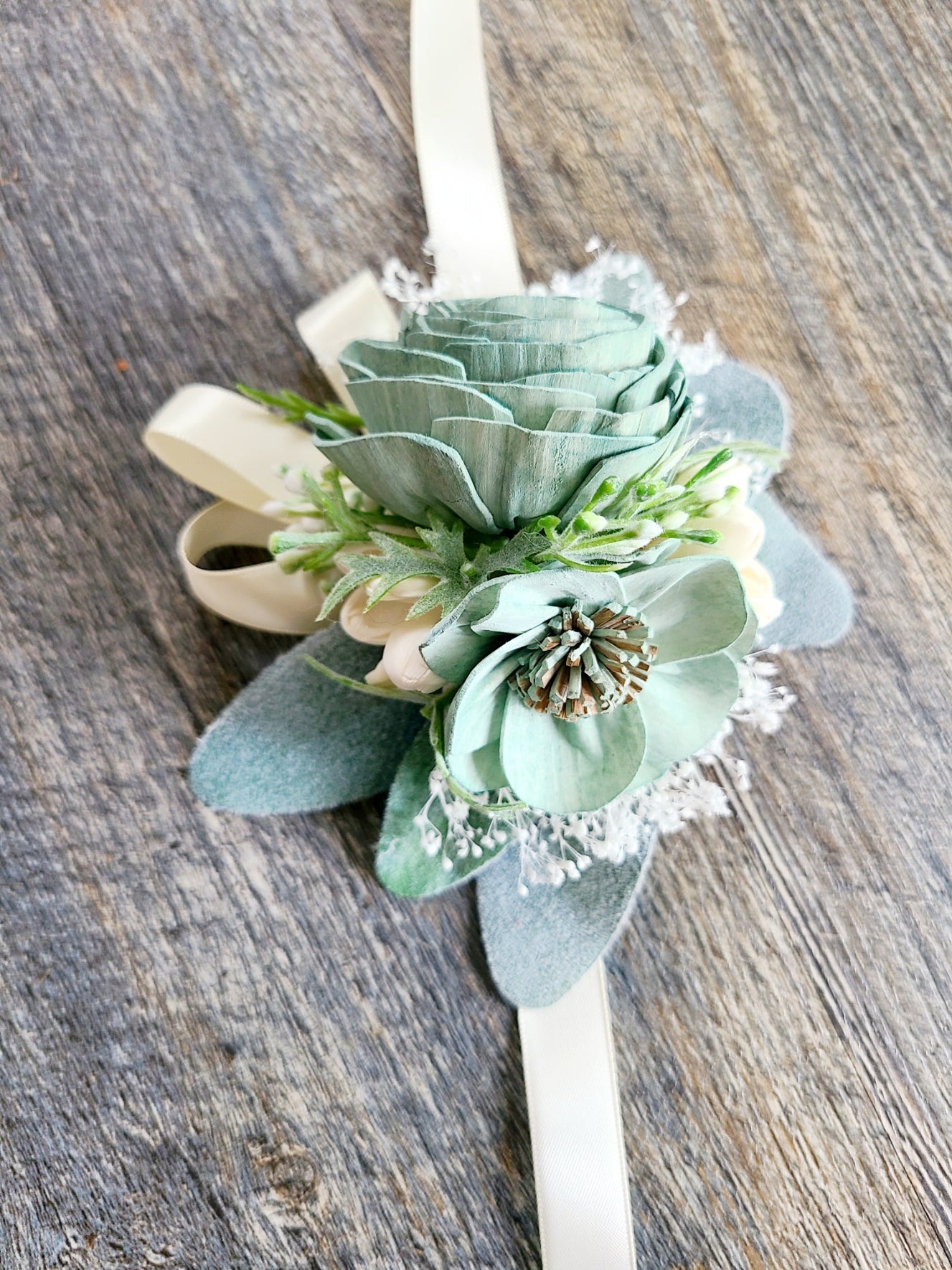 Dusty Sage Green Boutonniere and Corsage Prom Set Corsage Only Dusty Sage Green Boutonniere and Corsage Prom Set Corsage Only