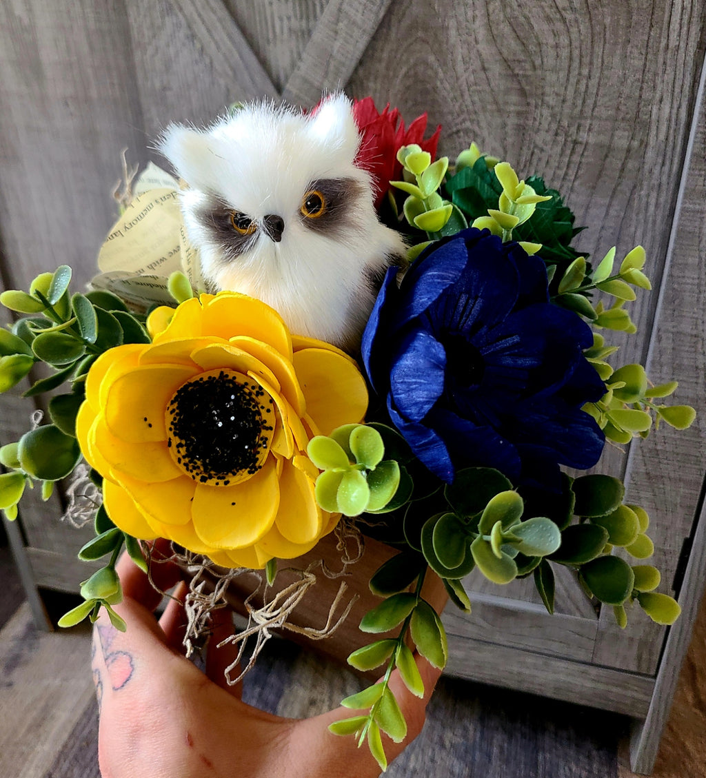 Wizarding Owl Wood Flower Arrangement