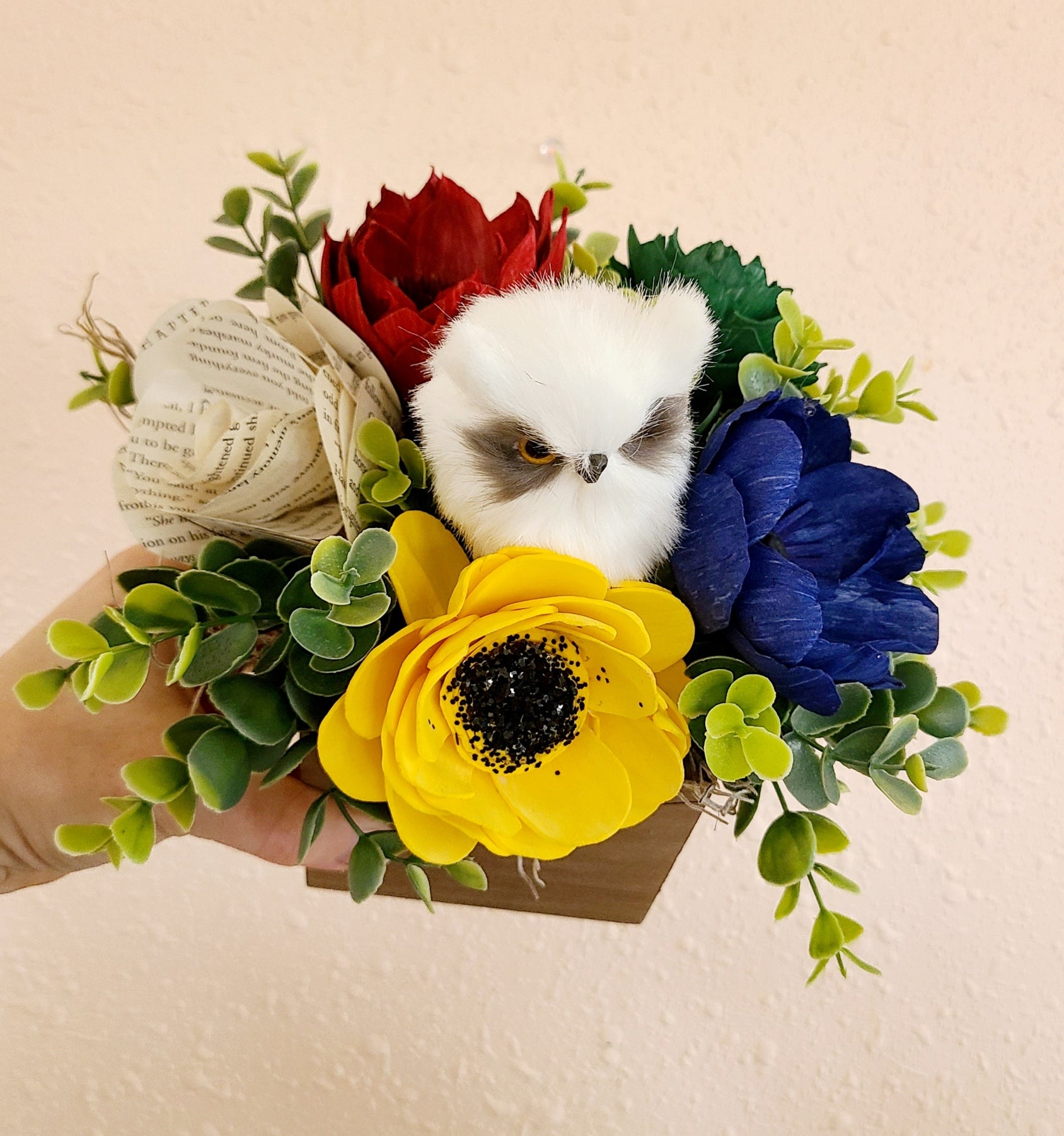 Wizarding Owl Wood Flower Arrangement