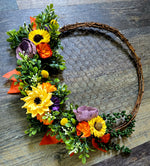 Fall Harvest Pansy Chicken Wire Wreath