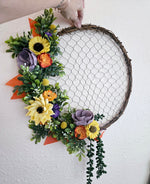 Fall Harvest Pansy Chicken Wire Wreath