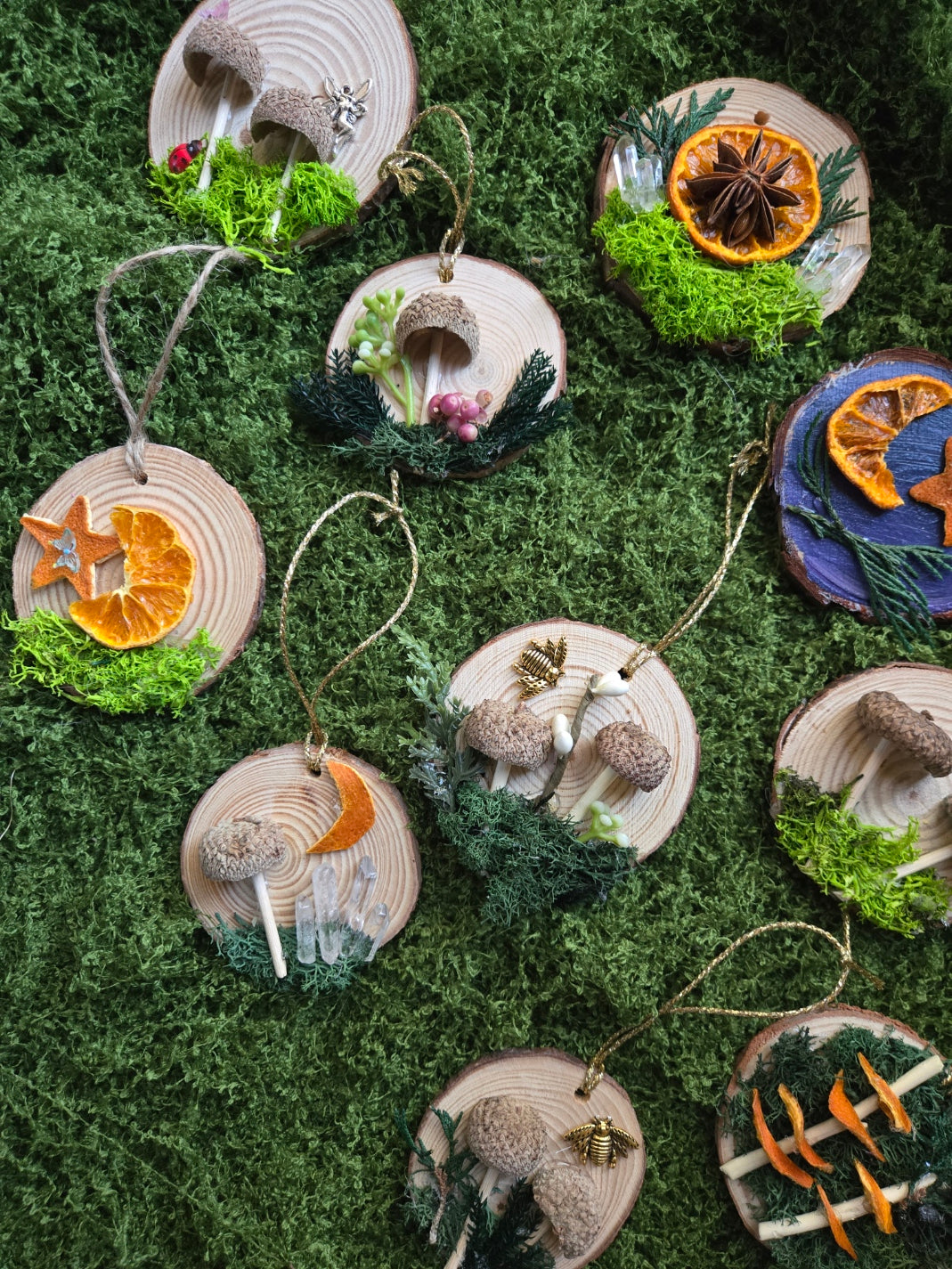 Woodland Mushroom Yule Ornament with Quartz