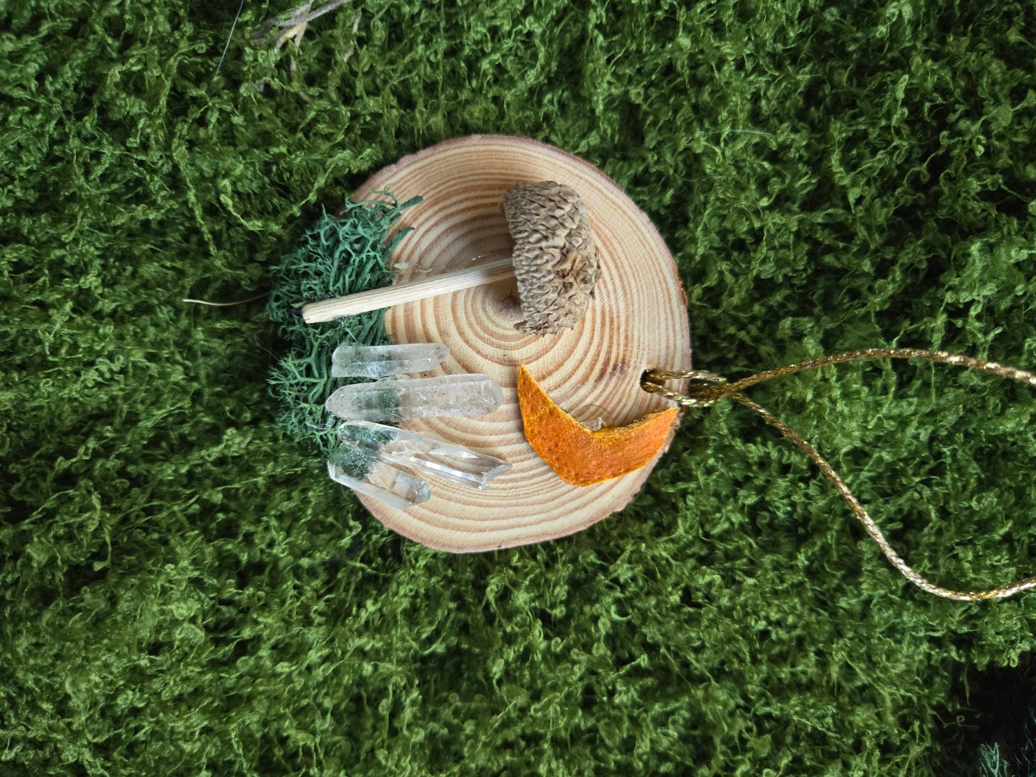 Woodland Mushroom Yule Ornament with Quartz