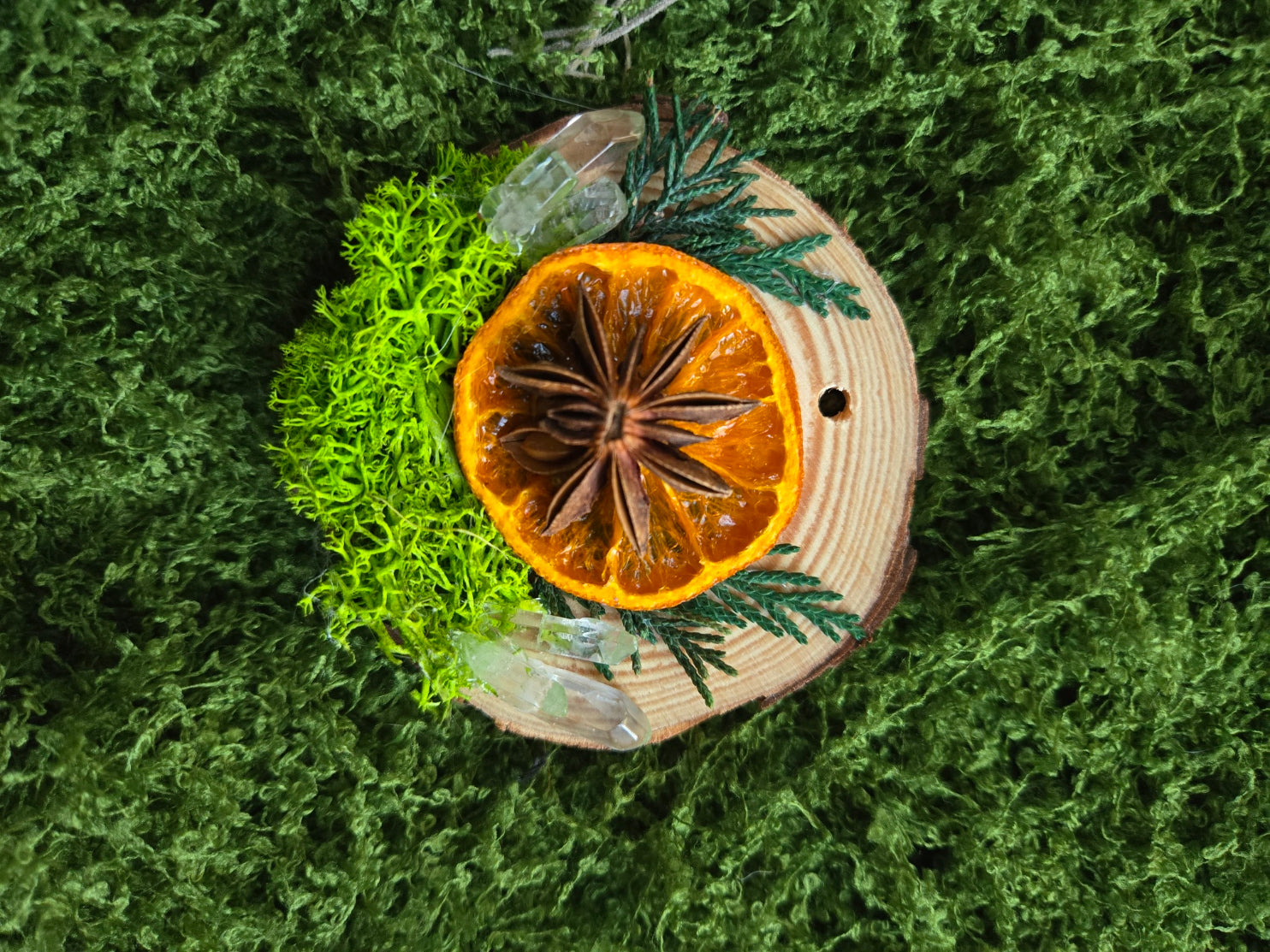 Woodland Mushroom Yule Ornament with Quartz