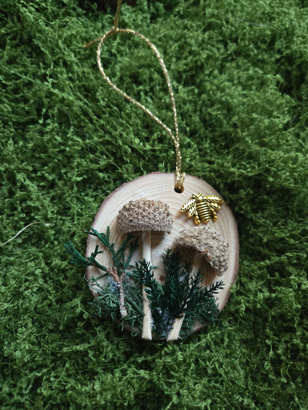 Woodland Mushroom Yule Ornament with Quartz