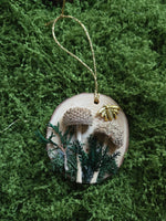 Woodland Mushroom Yule Ornament with Quartz