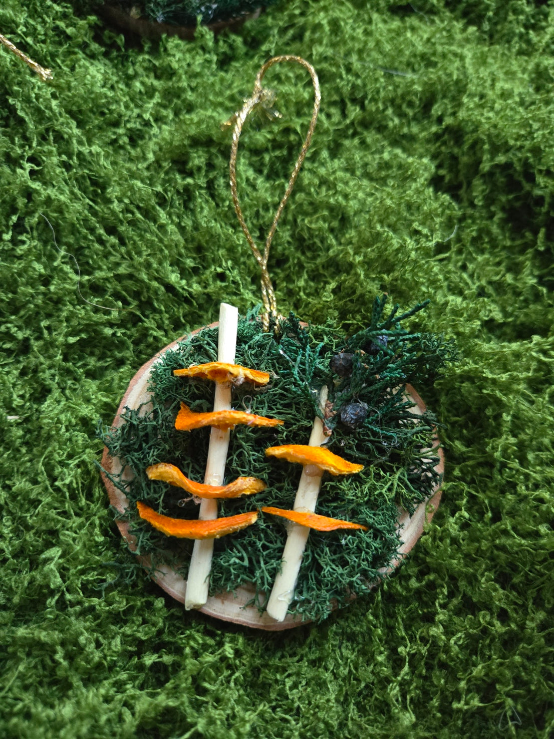Woodland Mushroom Yule Ornament with Quartz