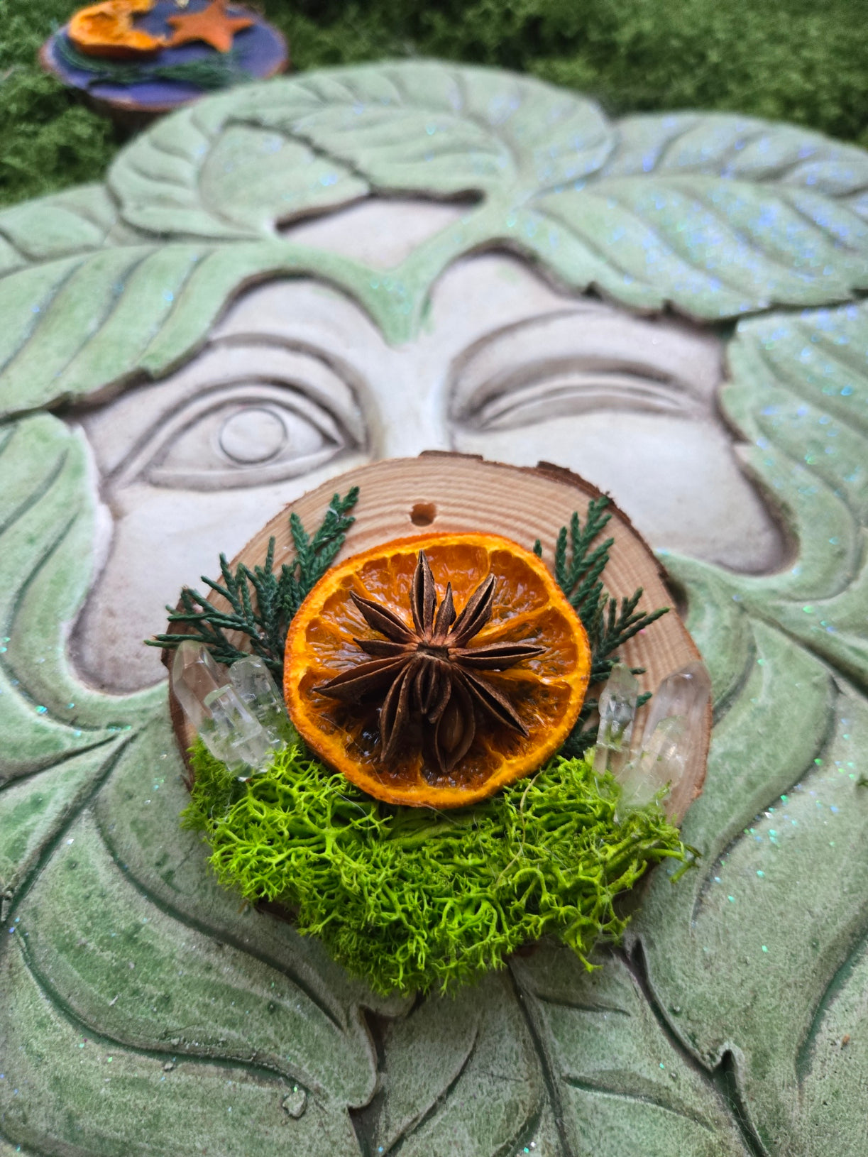 Woodland Mushroom Yule Ornament with Quartz
