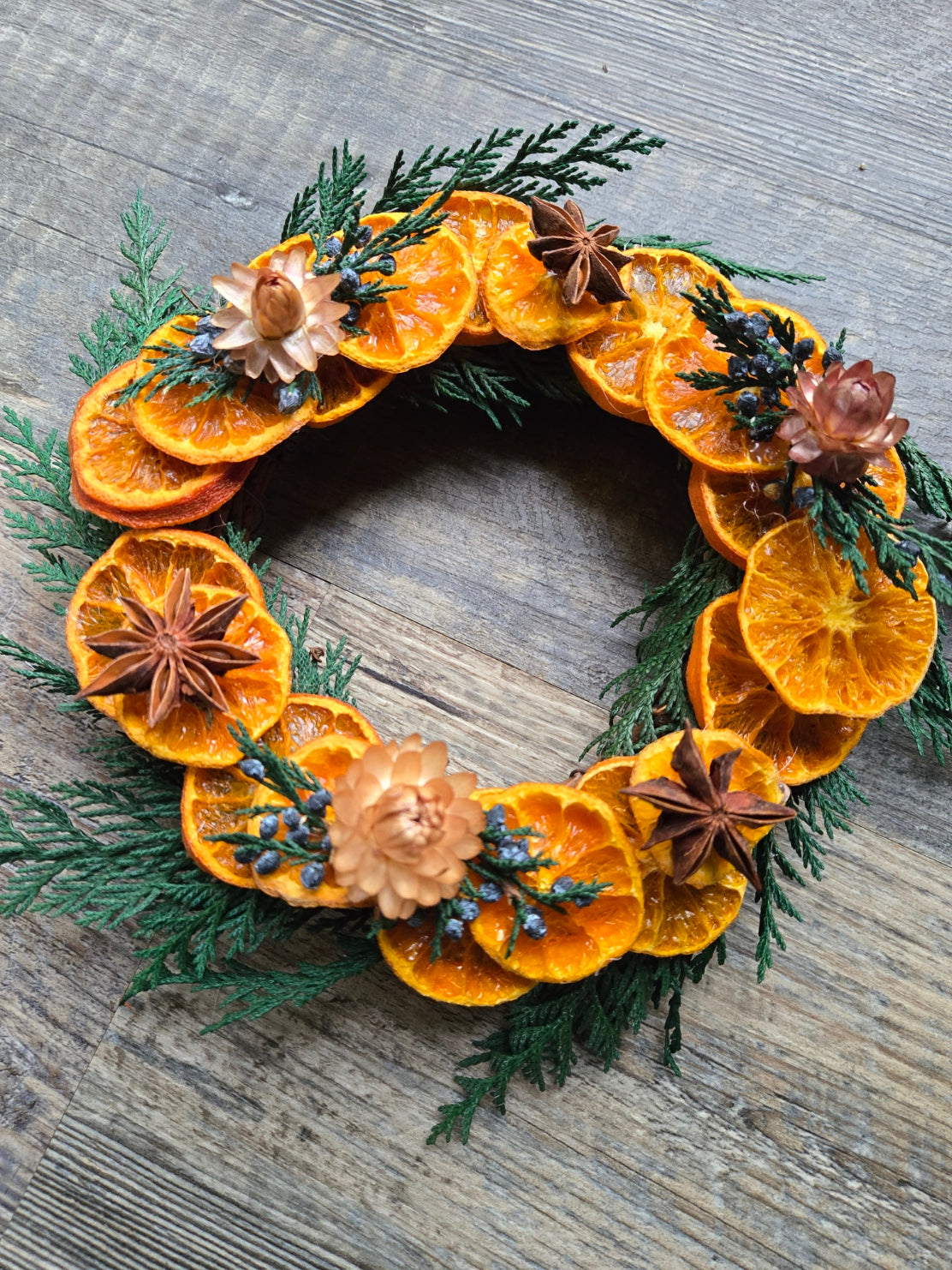 Dried Orange and Evergreen Winter Wreath