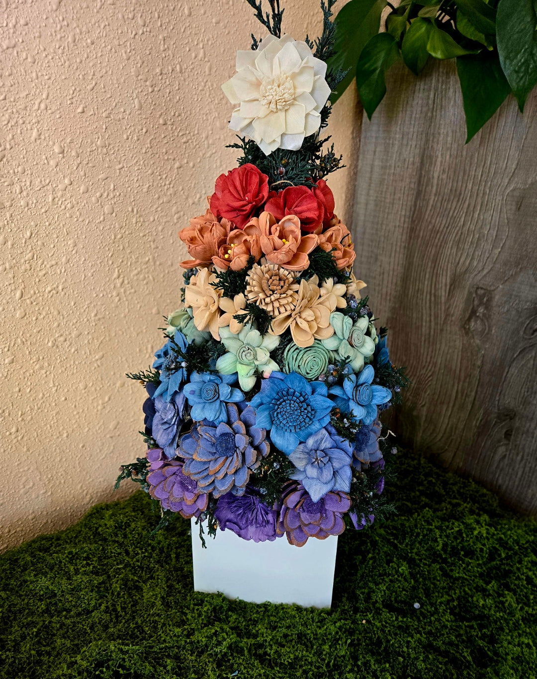 Rainbow Wood Flower Tree Decor