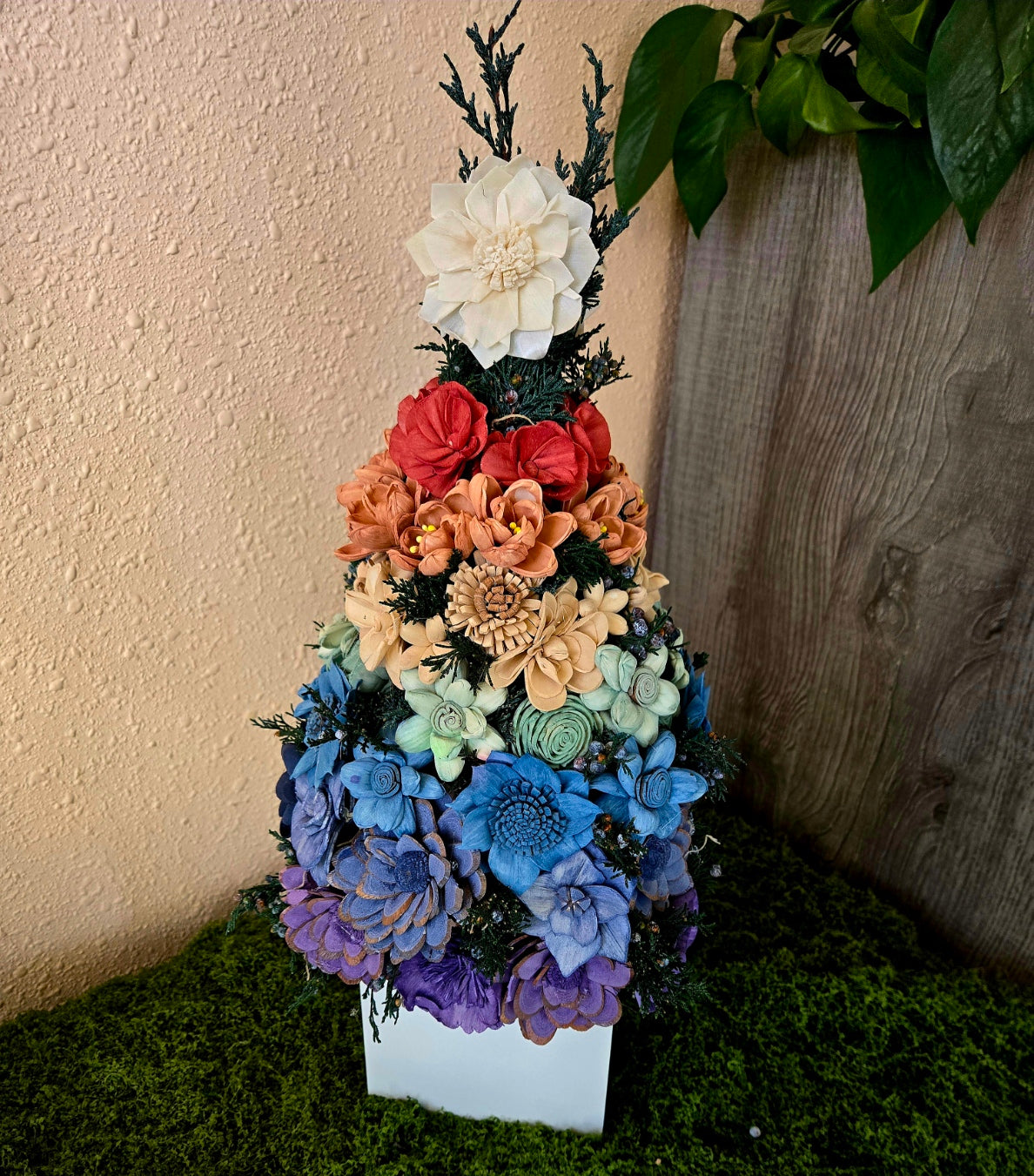 Rainbow Wood Flower Tree Decor