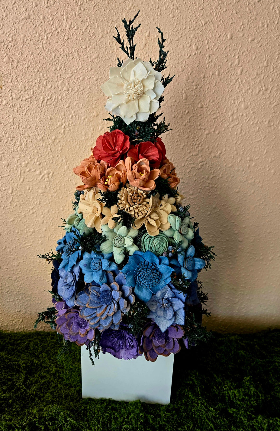 Rainbow Wood Flower Tree Decor