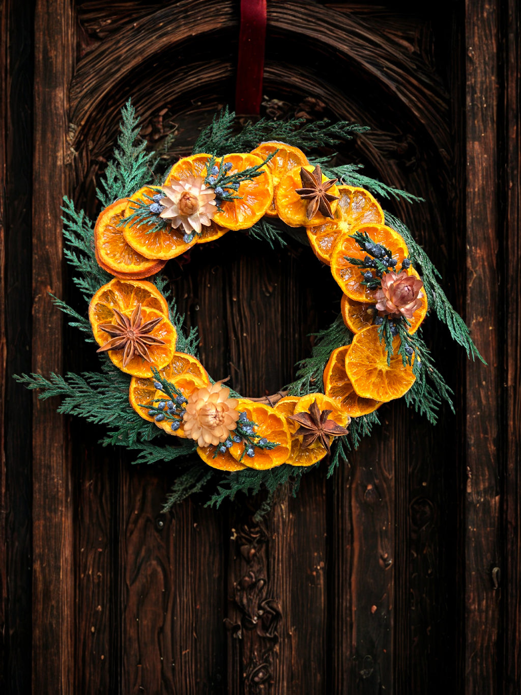 Dried Orange and Evergreen Winter Wreath