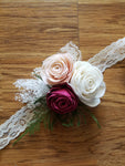 Burgundy, Blush, and Ivory Fern Corsage