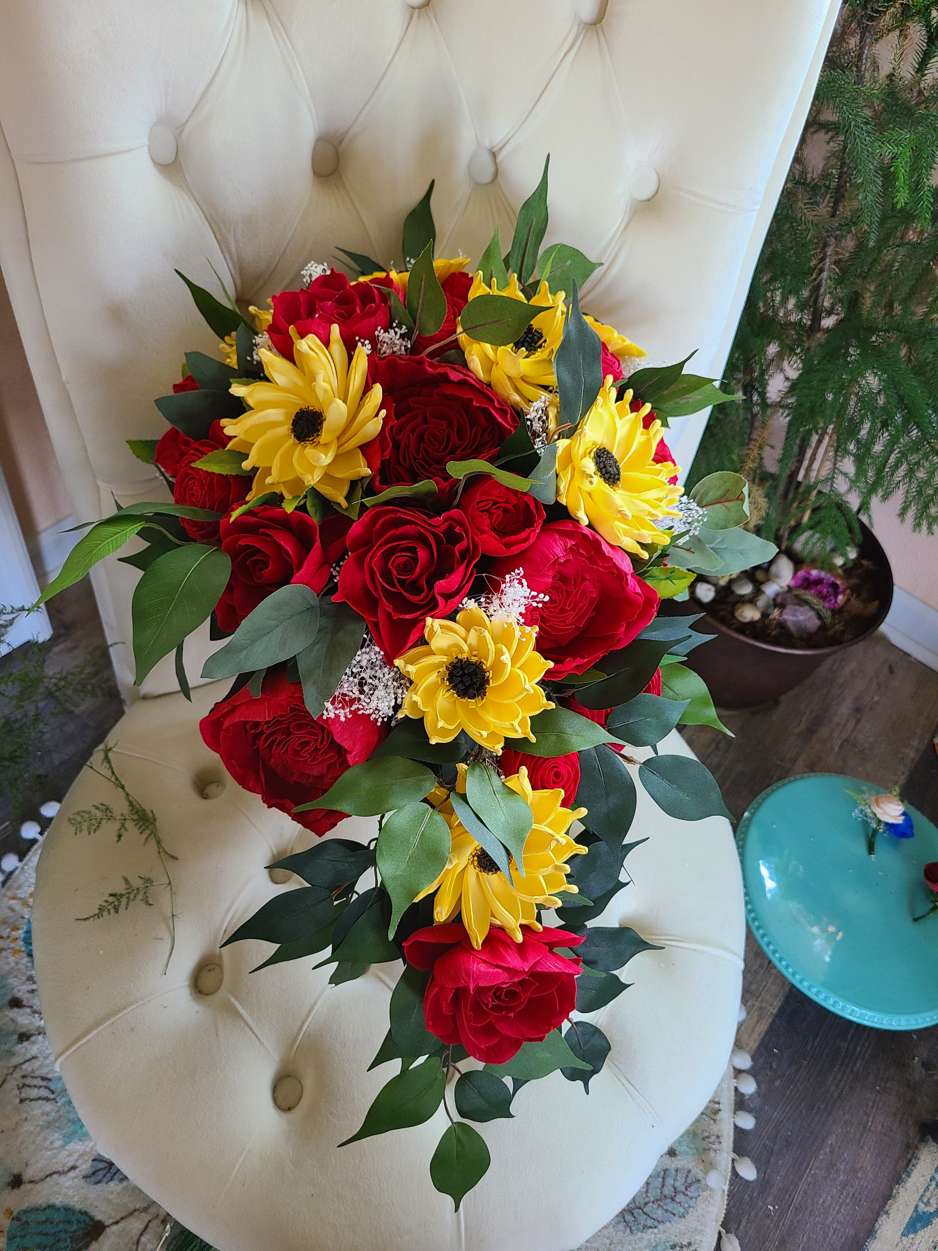 red bridesmaid dresses with sunflowers What color bridesmaid dresses look good with sunflowers for a November wedding?