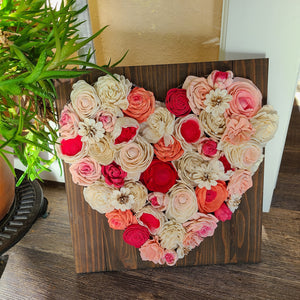 Pink and Red Flower Heart Board