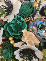 Emerald and Gold Cascade Bouquet