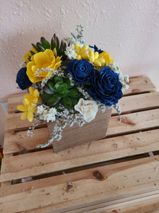 Navy Blue and Yellow Succulent Planter