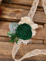 Emerald and Ivory Corsage