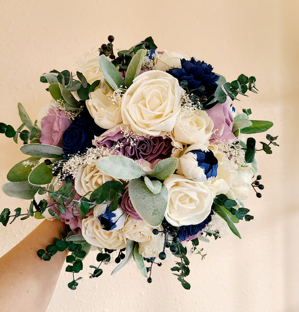 Lavender and Navy Blue Sola Bouquet