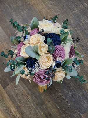 Lavender and Navy Blue Sola Bouquet