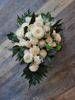 White Bridal Cascade with Greenery