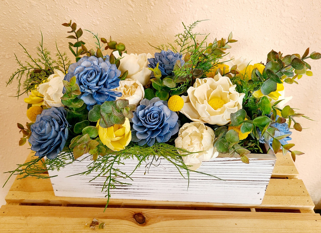 Blue and Yellow Sympathy Flowers