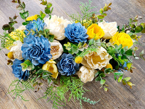 Blue and Yellow Sympathy Flowers