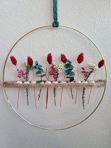 Pink and Red Botanical Hoop Wreath